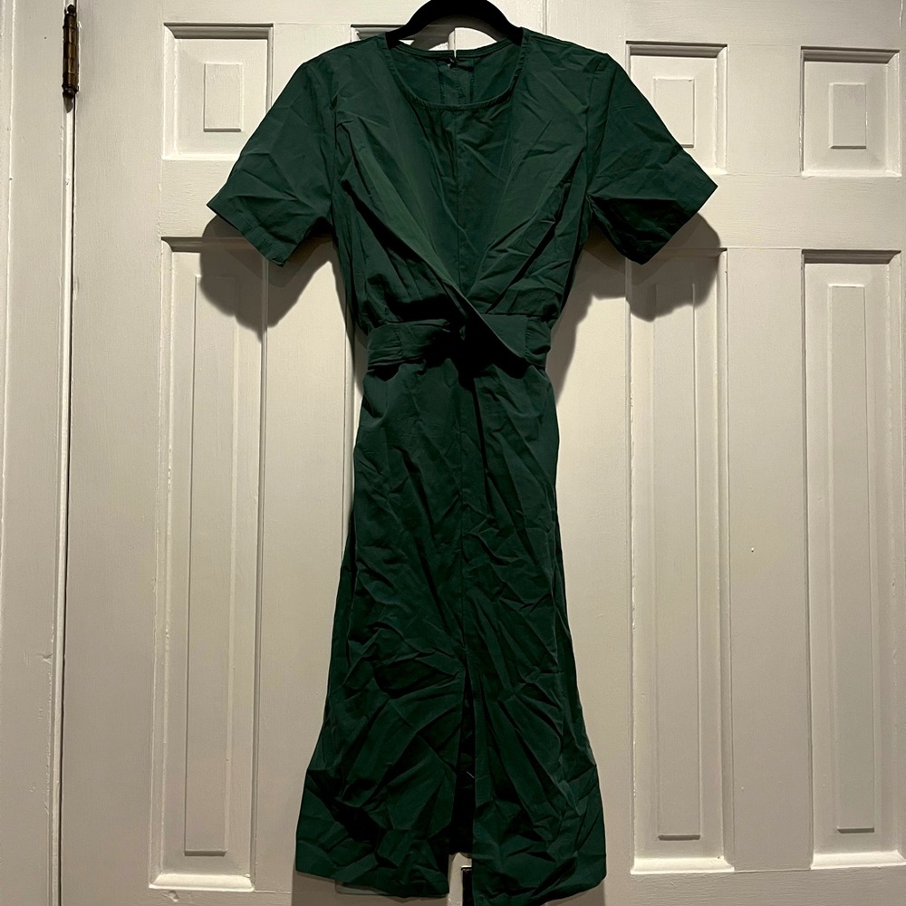Dark Green faux wrap dress